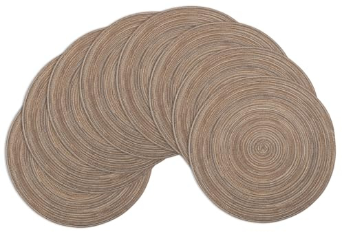 Winknowl Runde Platzsets 8er Set, Abwaschbar Tischmatten rutschfest Abgrifffeste Hitzebeständig Tischsets, 37 cm Runde Platz-Matten für Esstisch (Braun)