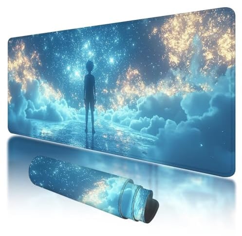 Gaming Mouse Pad 800x300x3mm Large Mouse Mat for Desk Accessories, Blue Mousepad with Stitched Edges, Gaming Mousepad XXL with Non-Slip Rubber Base, Star Mousemat for Office Desk Accessories, T-16