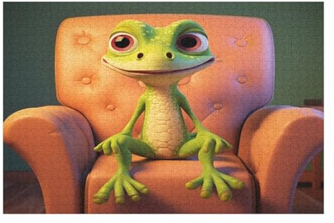 Süßer Gecko Holzpuzzle - Puzzle Für Erwachsene, 1000-teilige Puzzles Für Teenager Und Kinder, Herausfordernde Spiele （75×50cm）