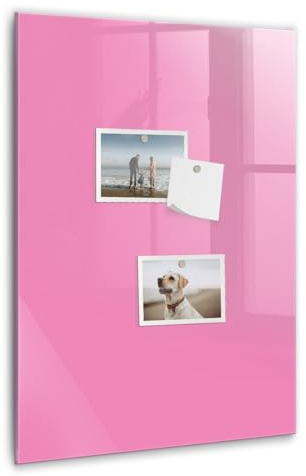 Design Glas-Magnettafel vertikal | Magnetisches Glasboard | Abwischbar, kratzfest & stilvoll für Büro & Zuhause - 40x60cm Rosa Farbe