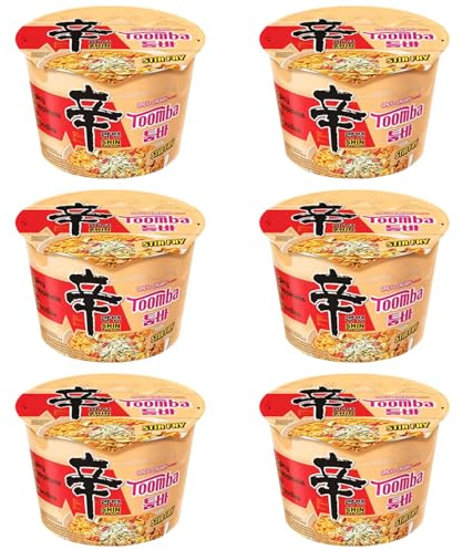 Korean Shin Ramyun Toomba BIG Bowl 113g - Spicy & Creamy Stir Fry Noodles 6 Pack / 12 Pack Options | Halal (6, 113g)