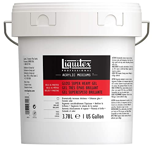 Liquitex 7436 Professional glänzendes sehr schweres Gel Medium für Acrylfarben, ideal für hohe Spitzen und skulpturierte Aufträge, hoher Oberflächenwiederstrand - 3,78 Liter, Transparent glänzend