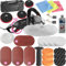tectake® Poliermaschine, Exzenter Poliermaschine Auto, Polierset, Kratzer Entferner Auto für Autopolitur, Flugrostentferner Auto, Glaspolitur Autoscheibe, Scheinwerfer Polierset, mit Polierpad - 60tlg