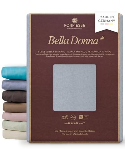 Bella Donna Jersey edles Spannbettlaken: Blickdicht, glatt, kein Pilling | FORMESSE Farbe Hellgrau; 70x190-80x220cm, bis 30cm; 97% Baumwollzwirn, 3% Elastan; Aloe vera&Arganöl, intensive Farben
