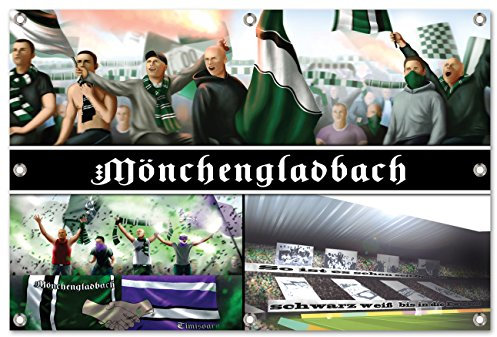 Ultras Mönchengladbach Bild auf PVC Plane/PVC Banner inkl Ösen, Maße: 120x80 cm