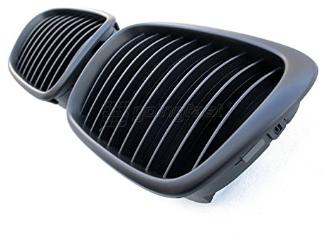 Kühler- Sport- Front- Rippen- Grill Schwarz Matt Eintragungsfrei Set Passend für BMW E39 Limousine Touring 5er 95-04