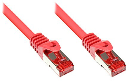 Good Connections RNS® Patchkabel mit Rastnasenschutz, Cat. 6, S/FTP, PiMF, PVC, 250MHz, rot, 0,15m