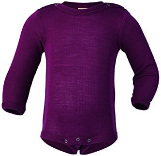 Engel Baby Body Langarm, Wolle Seide, Olive, 86-92