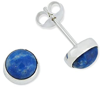 Ohrstecker 925 Silber Lapis Lazuli blauer Stein Edelstein Ohrringe echt Silber Damen Sterling Silber Stecker Geschenk(MOS-038-06)