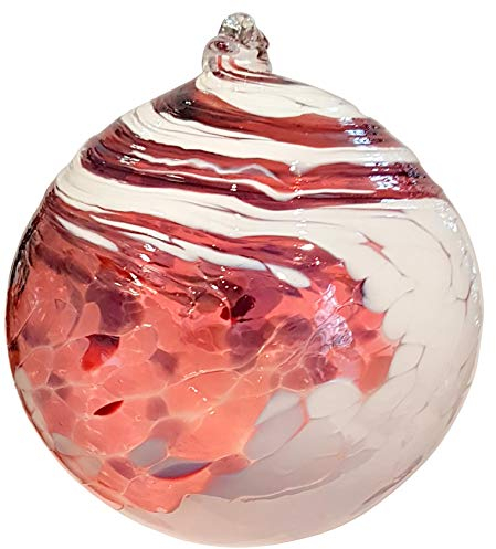 Oberstdorfer Glashütte Kugel zum hängen Bunte Glaskugel Ornament rosa, violett, weiß gedreht Fensterdekoration mundgeblasenes Kristallglas Durchmesser ca.13 cm