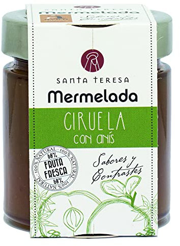 Santa Teresa - Mermelada Sabor Ciruela Con Anís. Sin Conservantes Ni Aditivos. Sin Gluten - Formato En Tarro De Cristal 240 Gramos