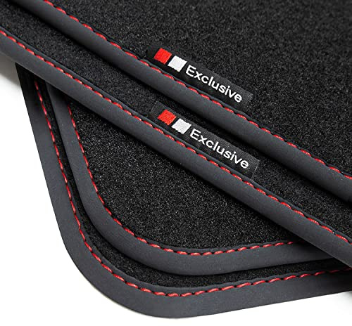 teileplus24 EF102 Fußmatten Gummimatten Exclusive-line Design kompatibel mit Audi A3 8P 8PA Sportback 2003-2012, Naht:Rot