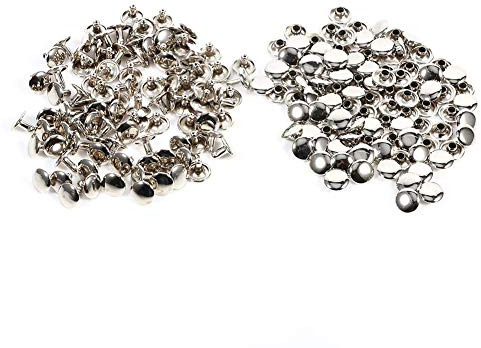 Akozon Doppelkappe Nieten 3 Farben 100 Sets 8x10mm Doppelkappe Niet Metall Lederhandwerk Reparaturen Nieten Spike Dekoration für DIY Leder Handwerk Reparieren Snap
