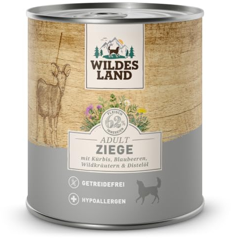 Wildes Land - Ziege mit Kürbis - Classic Adult Nassfutter für Hunde - 12x 800g