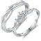 Zolkamery Paar Ringe für Damen & Herren 925 Sterling Silber Offen Einstellbar Partnerringe Verlobungsringe Hochzeitsringe mit Weiß Zirkonia Verstellbar Unisex Bandringe Liebe Geschenk