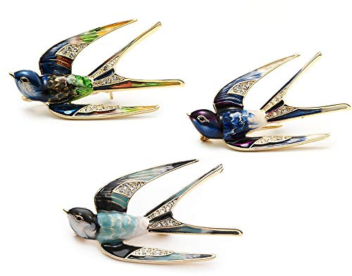 CAILI 3 pcs Broche Hirondelle, Broche Animalière Rétro Superbe, Broche en Alliage + Strass + Goutte à Goutte, L'ornement Parfait Pour Hommes et Femmes, alliage + strass + dégoulinant, alliage + strass