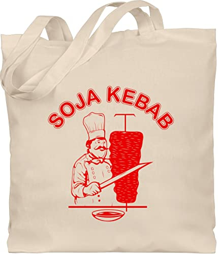 Baumwolltasche - Karneval & Fasching - Taschen - Soja Kebab Logo Vegan I Vegetarisch - Unisize - Naturweiß - jutebeutel kamellebeutel faschings döner beutel stofftasche wurfbeutel karnevals doner