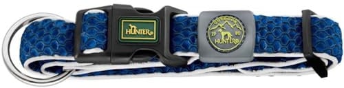 HUNTER Hundehalsung HILO VARIO PLUS, Farbe: blau, innovatives 3D-Mesh-Material, atmungsaktiv, leichter Kühleffekt bei Wärme, reflektierend, stufenlos verstellbar, angenehm leicht, Größe: L-XL
