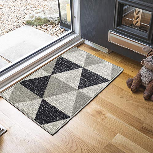 Havana Washable Non-Slip Kitchen Floor Mat, Triangle, Grey, 160x220cm