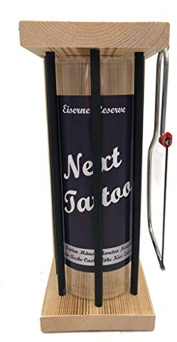 Next Tattoo Spardose Black XL - Eiserne Reserve Black Edition incl. Säge - Geldgeschenk - das andere Sparschwein - lustige Sparbüchse - Geschenkidee
