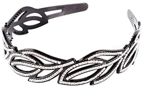 KABELIFE Damen Breit Haarreif mit Strass Harte Stirnbänder Anti-Rutsch Zähne Haarband für Hochzeit Party Haarschmuck (Große Blätter)
