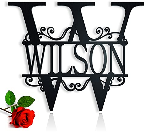 Personalisiertes Familienschild mit Name & Buchstabe – Türschild mit Nachname, Monogramm, Wanddeko aus Metall, Acryl oder Holz – Geschenk zur Hochzeit, Einweihung, Familie
