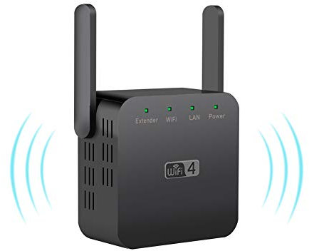 Greatzer WLAN Verstärker,Repeater 300Mbps WiFi Verstaerker 2,4GHz Wireless Signalverstärker Mini Extender mit 2 x Externe Antennen,LAN Port,Kompakt Thermisches Design,Kompatibel zu Allen WLAN Geräten