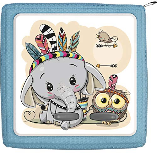 TheSmartGuard Schutzfolie passend für die Toniebox | Folie Sticker | Kleiner Baby Elefant mit Eule Verkleidet als Indianer