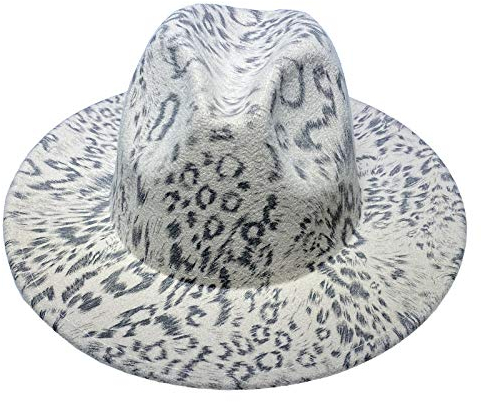 JK Home Herren Damen Outdoor Wolle Fedora Gentleman Panama Trilby Gatsby Hut breite Krempe Klassische Safari Brüllende Hüte Winter Porkpie Cap Gr. Einheitsgröße, B: Leopardenmuster, Beige