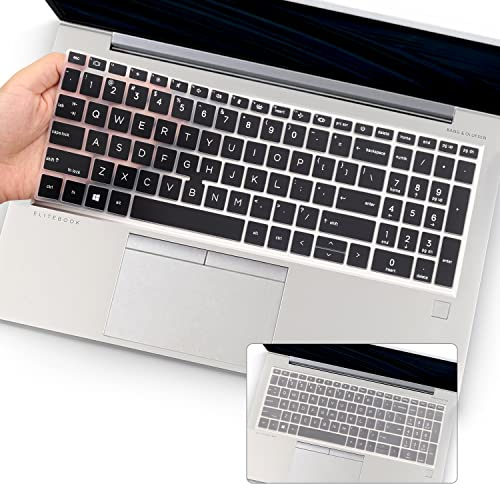 i-Tensodo Tastatur-Abdeckung, kompatibel mit HP EliteBook 850 G7 Notebook PC, HP EliteBook 855 G7 39,6 cm (15,6 Zoll) Laptop, US-Layout, Tastatur-Schutzfolie, Schwarz + Transparent, 2 Stück