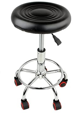 Arbeitshocker,Rollhocker Friseur Hocker Barhocker Hocker mit Rollen Höhenverstellbarer Friseur Hocker Salon-Drehstuhl Tattoo Massage Spa Chair, 40x(45-55) cm - Schwarz