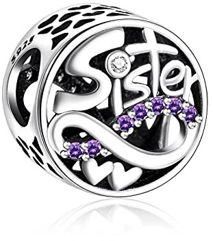 NINGAN Sister Charm passt Charms Armband, 925 Sterling Silber Unendlichkeit Liebe Herz Charm Bead für Halskette - Muttertag Geburtstag Schmuck Geschenk für Frauen