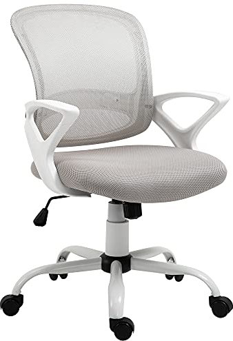 Vinsetto Silla de Oficina Silla de Escritorio de Malla Transpirable Basculante con Altura Ajustable Asiento Giratorio 360° y Soporte Lumbar 61x61x89-99 cm Gris