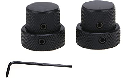 Musiclily Pro Universal Metall Dual Concentric Stacked Potiknopf Knobs für E-Gitarre und Bass, Schwarz (2 Stück)