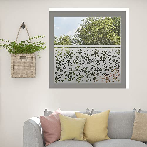 Kiwistar UG Sichtschutzfolie - 80 cm lang - Blüten mit schmalem Streifen Fensterfolie Sichtschutz Milchglas selbstklebend für Bad Dusche Badfenster Blickdicht Büro Terasse Klebefolie