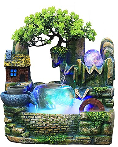 Zimmerbrunnen mit Wasserfluss LED Tisch Zimmer Wasser Farbwechsel Springbrunnen Wasserspiel Nebel Befeuchtung Anwendung Gelegenheiten Schlafzimmer Wohnzimmer Studie
