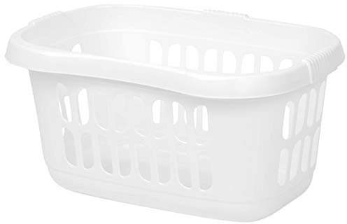 M1SS 60 Litre Ice White Hipster Laundry Basket High Grade Plastic Washing Clothes Linen Storage Bin Tidy Household