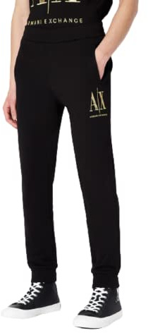 Armani Exchange Herren Casual Pants Symbol, Bündchen Am Bein, Goldfarbenes Logo, Hose.