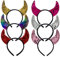 KIPETTO Glitzerndes Teufelshörner-Haarreif, 6 Stück, Pailletten, Teufelsohren, Haarband, Halloween, Fasching, Cosplay