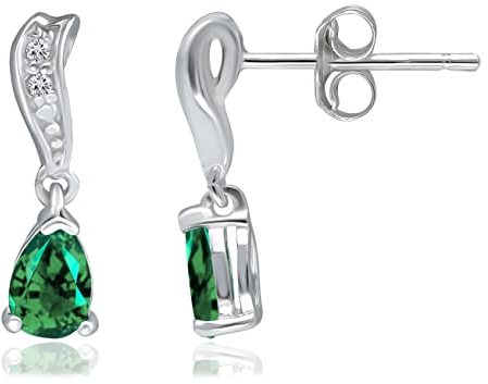 Stilvolle Ohrringe aus 925 Sterling Silber mit Grün Quarz in Tropfenform | Ohrhänger für Damen/Mädchen