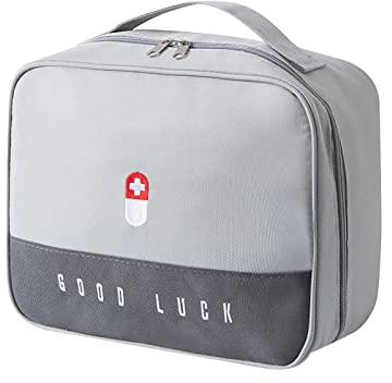 TUAKIMCE Medikamententasche - Große Kapazität für Wasserfeste Medizinaufbewahrung - Tragbar für Home Office und Reisen (Grau)