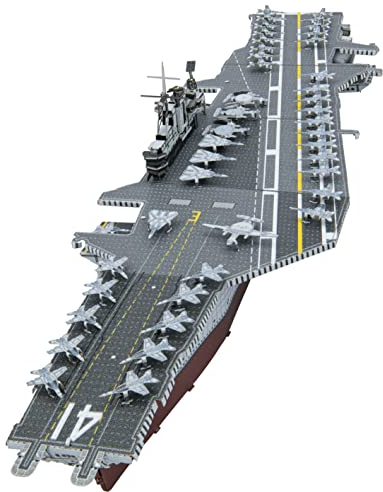 Fascinations PS2003 Metal Earth Metallbausätze - Flugzeugträger USS Midway, lasergeschnittener 3D-Konstruktionsbausatz, 3D Metall Puzzle, DIY Modellbausatz mit 2 Metallplatinen, ab 14 Jahre