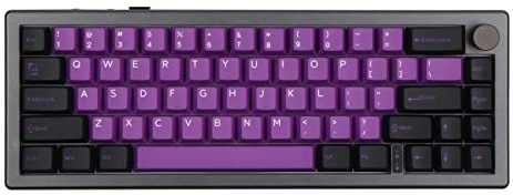EPOMAKER EK68 65% Wireless Mechanical Gaming Keyboard, Gasket-Mount, Metal Knob, Hot Swappable, Programmable, Bluetooth 5.0/2.4Ghz/USB, RGB Backlit, PBT Keycap (Black Purple, Gateron Pro Yellow)