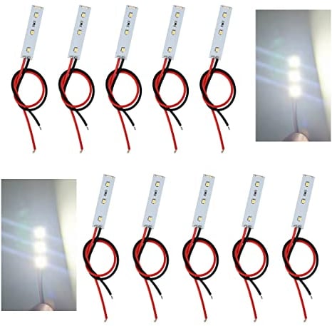BUYGOO 10 STK Modellbau Beleuchtung, 5cm Warmweiß Led Mit Kabel 20cm, für Modellhäuser Modelllastwagen Modellspielzeug