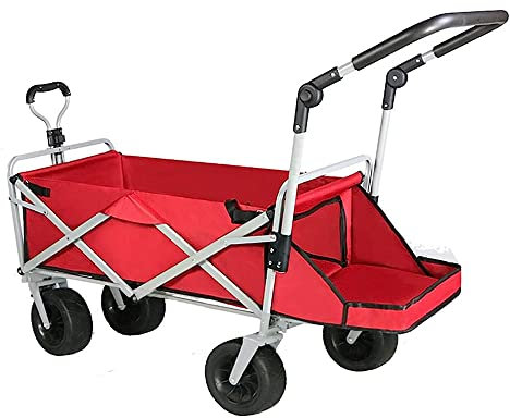 HIGOH Handcart, Offroad Wheel Outdoor Campingfahrzeug G-Artening Fischereiwagen Allradeinkaufswagen Sandrad Klapprad Klapprad/Rot