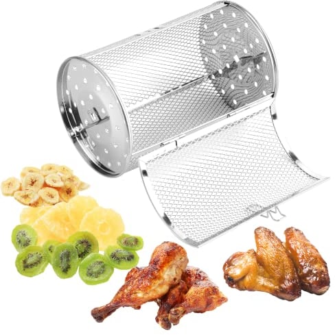 Tower Air Fryer Basket - Stainless Steel Tower Rotisserie Basket, air Fryer Oven Accessories, 360 Degree Rotating Grill Roaster Drum for Air Fryer Oven (Rolling Grill Basket) 18 * 12CM