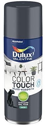 Dulux Valentine Peinture Intérieure et Extérieure Aérosol Color Touch - Pour bois, plastique, PVC, carton, papier - Anthracite RAL Satin - 400ml