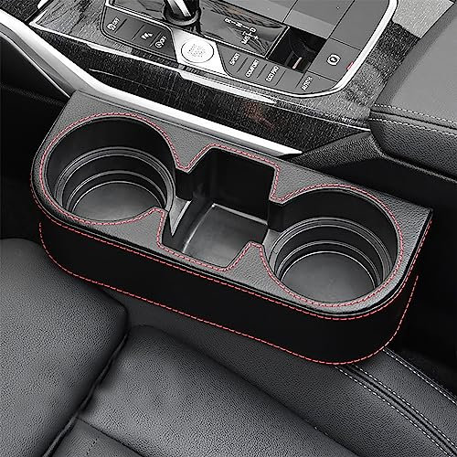 gunhunt 1 PC Car Seat Crevice Storage Box, Leather Water Cup Holder, Front Seat Console Side Storage, Universal Interior Storage Accessories, for Mobile Phone, Wallet, Key (Black)