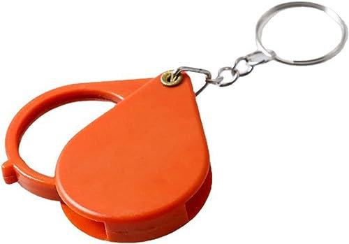 Orange Lupe Mini Schlüsselanhänger Taschenlupe Tragbare Faltbare Lupe Praktische Lupe Schlüsselanhänger zum Lesen Vergrößern 10-fache Vergrößerung Nützlich Tragbar