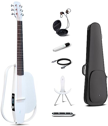 Enya NEXG2 Set Chitarre Elettriche - Chitarra Acustica Elettrica Professionale 38 Pollici Bianca in Fibra di Carbonio Smart Audio Silent NEXG Guitar per Adulti Bambini Principianti Viaggio Regalo
